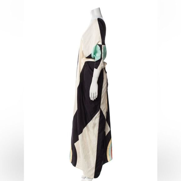Louisa Parris Silk Abstract Color Block Oversized Long Dress or Kaftan One Size - Picture 3 of 3